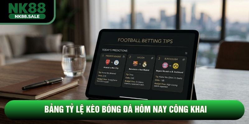 Bảng tỷ lệ kèo bóng đá hôm nay công khai