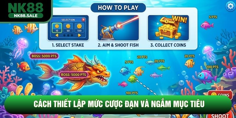 Cách thiết lập mức cược đạn và ngắm mục tiêu