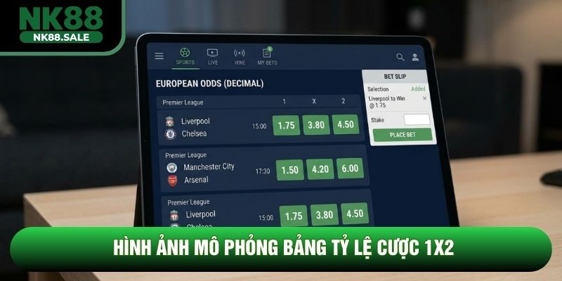 Hình ảnh mô phỏng bảng tỷ lệ cược 1X2